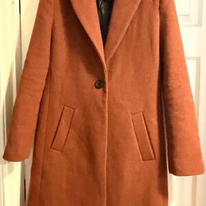 EUC House of Harlow 1960 Rust Wool Blend Coat sz M single button long coat